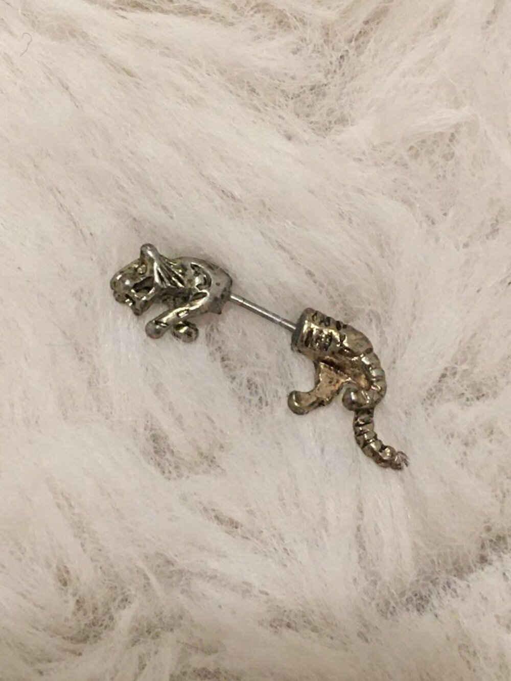 Realistic Tiger Shaped Plug Earrings in Brass